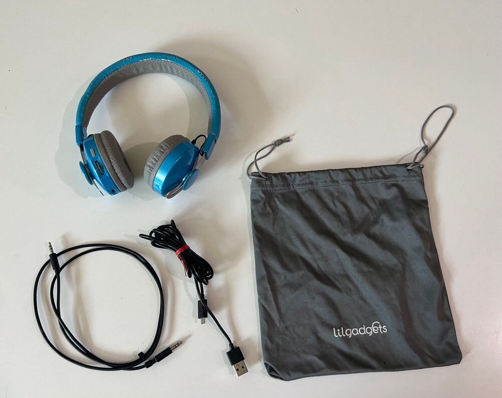 LilGadgets Child Bluetooth & Plug In On Ear Blue Headphones 12hr Kid Playtime